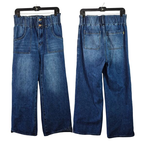 Vibrant M.I.U High Rise Bag Waist Wide Leg Denim Blue Jeans M 30 - 32 Waist - Picture 1 of 2